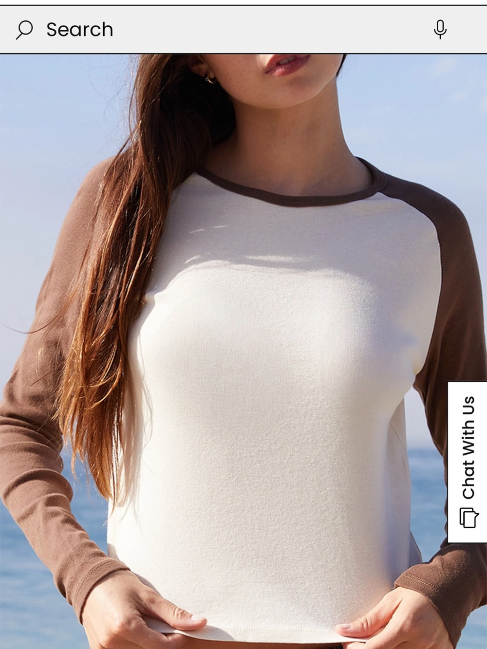 John Galt Brown& White Crewneck Longsleeve. NWT